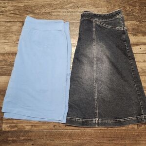 Set Of 2 Skorts Duluth with Shorts Light Blue; Denim Skirt